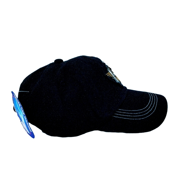 Yiweike Never Dead Maltese Cross And Skull Adjustable Cap Black NWT - Picture 6 of 8